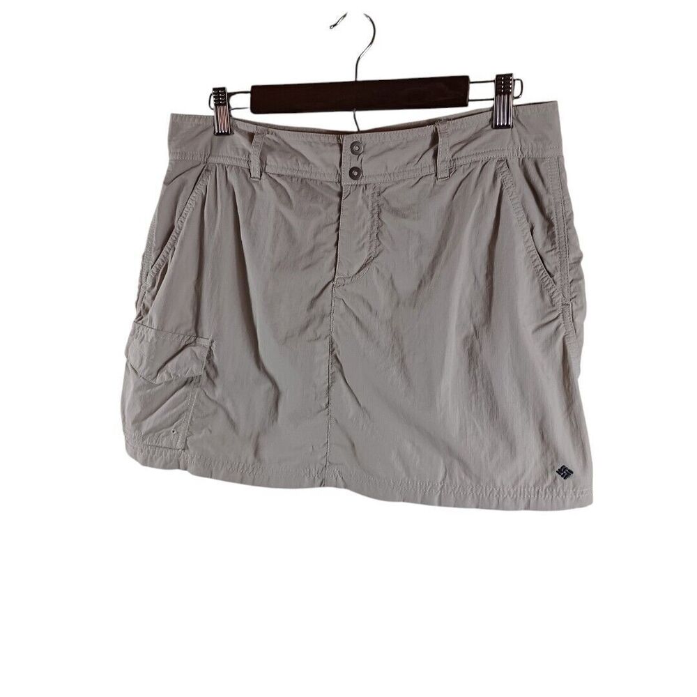 Columbia Omni Shade Khaki Cargo Skort Women Size 10 Lined Golf Hiking Quick Dry